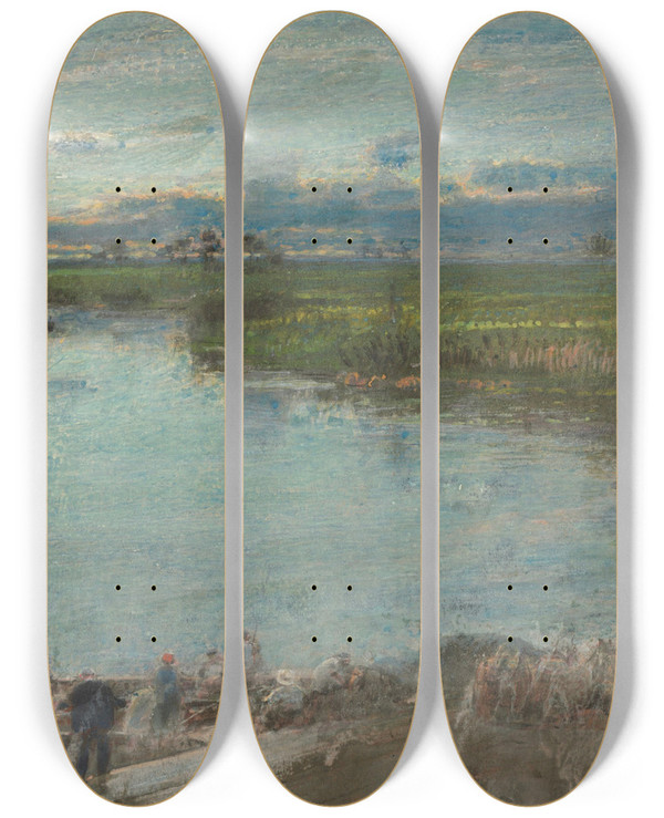 Triptych art skateboard deck of Albert Goodwin Demerara Guyana by Albert Goodwin (1845-1932)