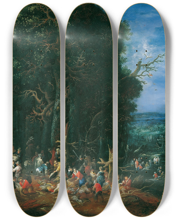 Triptych art skateboard deck of Johann Jakob Hartmann Die Luft by Johann Jakob Hartmann (1680-1730)