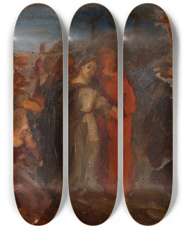 Triptych art skateboard deck of James Ensor Return From Calvary by James Ensor (1860-1949)