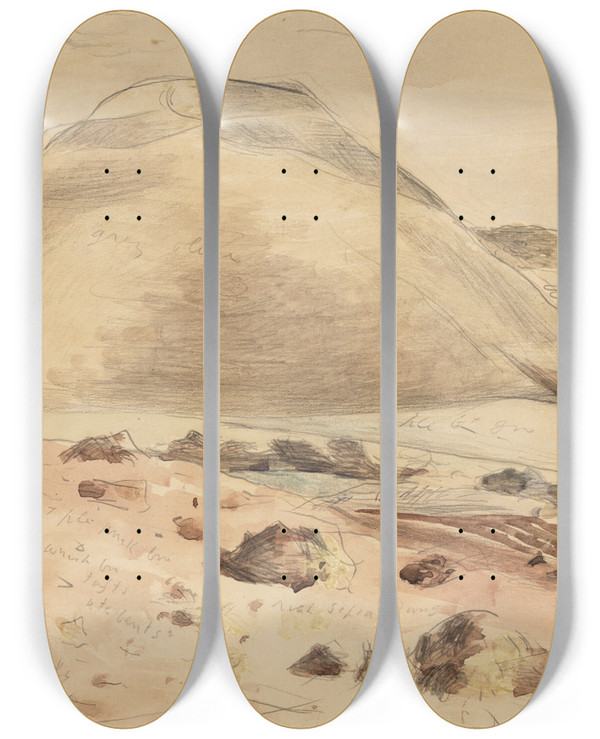 Triptych art skateboard deck of Paul Nash Silbury Hill by Paul Nash (1889-1946)