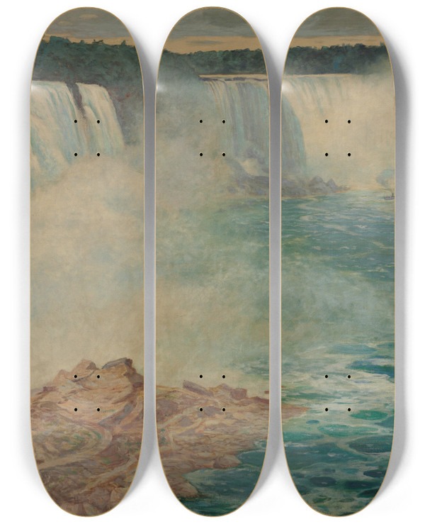 Triptych art skateboard deck of August Satra Niagara Falls by Augustin Satra