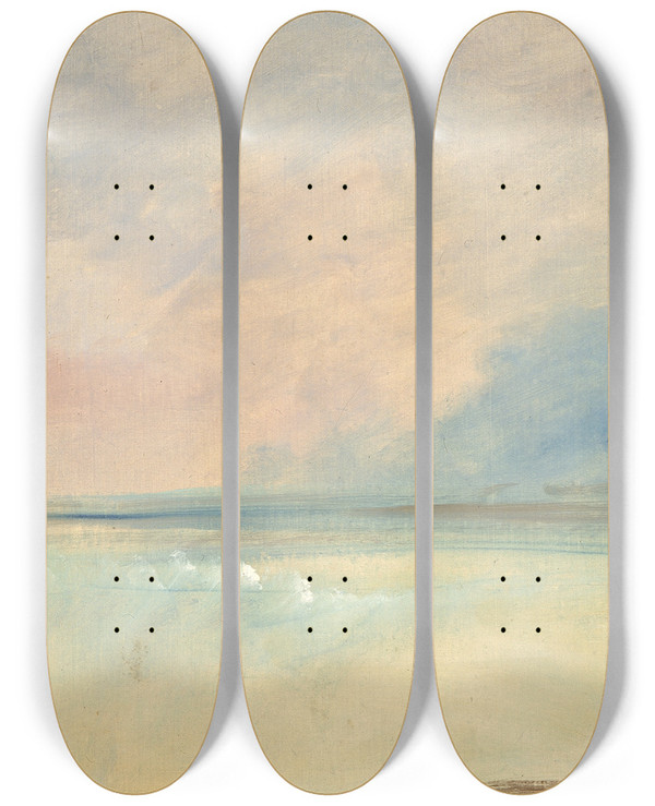 Triptych art skateboard deck of George Catlin Landscape Background 6 by George Catlin (1796-1872)
