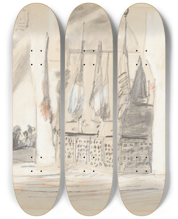 Triptych art skateboard deck of Hercules Brabazon Brabazon Constantine by Hercules Brabazon Brabazon (1821-1906)