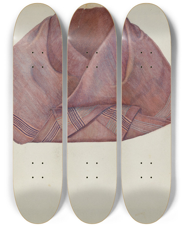 Triptych art skateboard deck of Helen E Gilman Shaker Kerchief by Helen E Gilman
