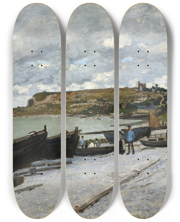 Triptych art skateboard deck of Claude Monet Sainteadresse by Claude Monet (1840-1926)
