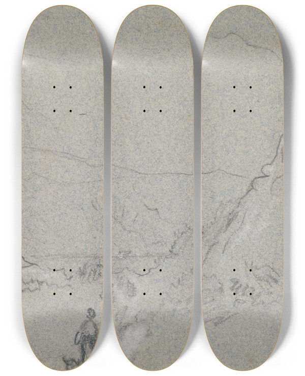 Triptych art skateboard deck of John Linnell Llanberis by John Linnell (1792-1882)