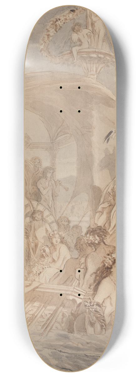 Alfred Edward Chalon - Cleopatra on the Cydnus to Meet Antony 8.25 inch art skate deck