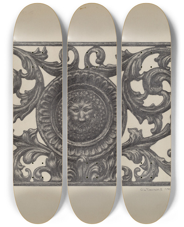 Triptych art skateboard deck of Austin L Davison Window Grille_3 by Austin L Davison