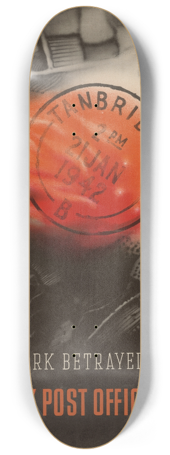 Abram Games - A Postmark Betrayed this H.Q. 8.25 inch art skate deck