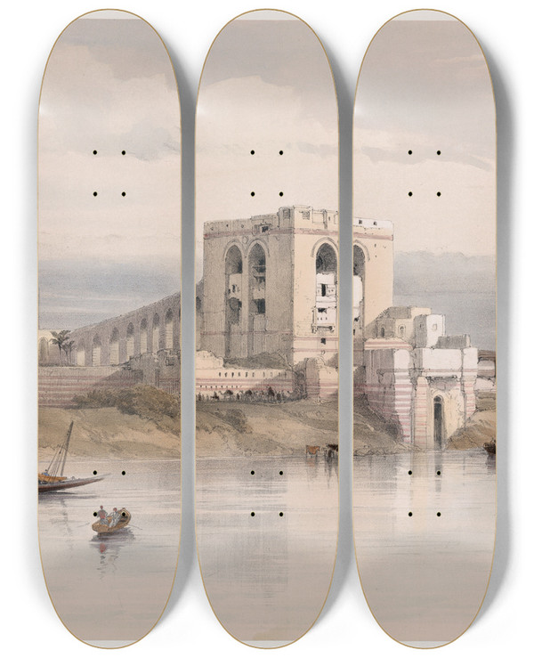 Triptych art skateboard deck of David Roberts Cairo by David Roberts (1796-1864)