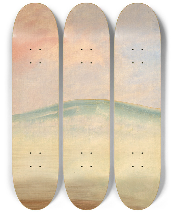 Triptych art skateboard deck of George Catlin Landscape Background 3 by George Catlin (1796-1872)