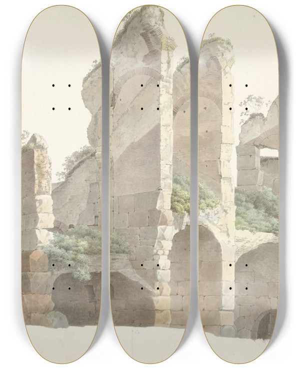 Triptych art skateboard deck of Josephus Augustus Knip Het Colosseum Te Rome by Josephus Augustus Knip (1777-1847)