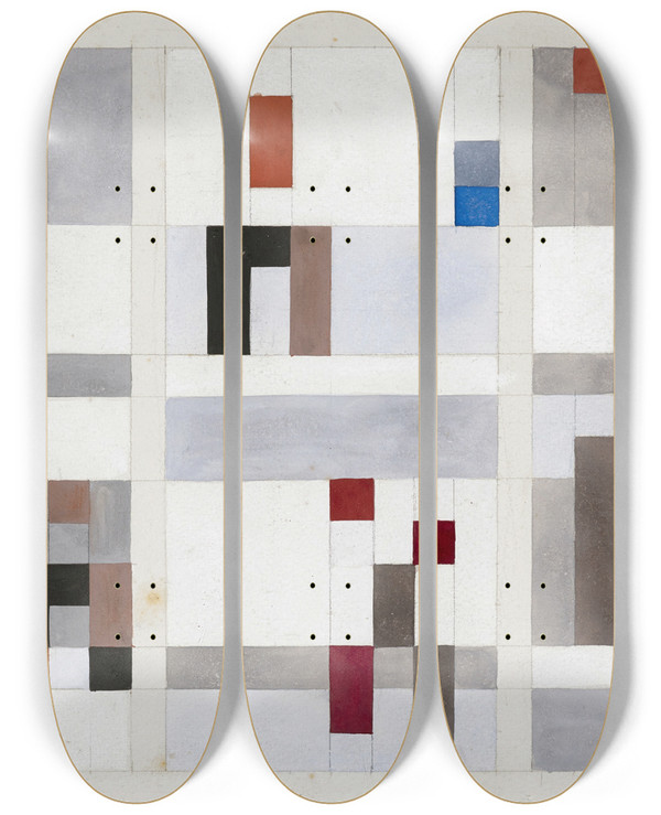 Triptych art skateboard deck of Sophie Taeuberarp Verticalhorizontal Composition by Sophie Taeuber-Arp (1889-1943)
