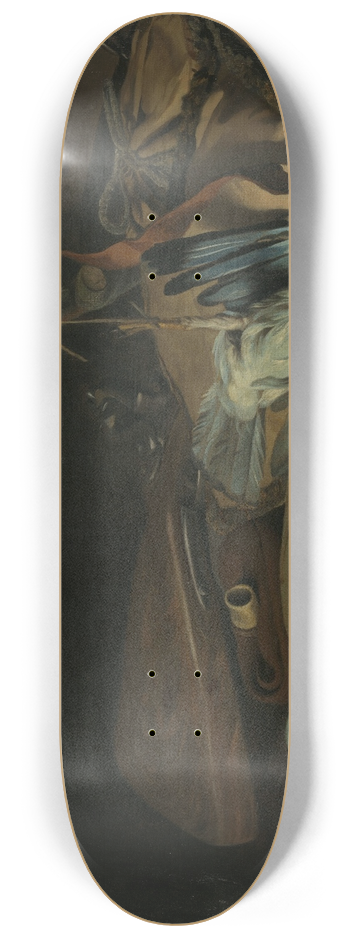 Hendrick Ten Oever - Still life with hunting implements and birds 8.25 inch art skate deck
