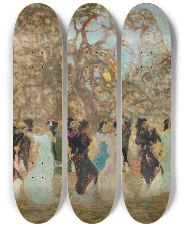 Triptych art skateboard deck of Pedro Figari El Pericn by Pedro Figari (1861-1938)