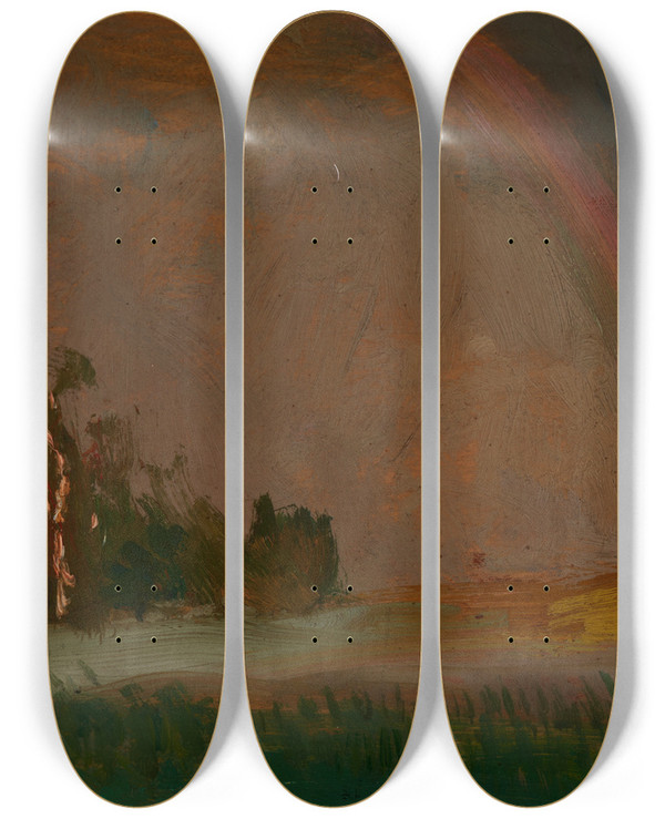 Triptych art skateboard deck of Jan Stanislawski Rainbow by Jan Stanislawski (1860-1907)