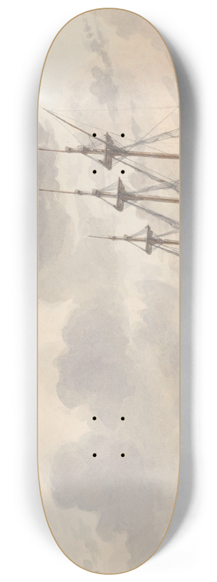 Hendrik Abraham Klinkhamer - Schip in het ijs op een rivier bij een stad 8.25 inch art skate deck