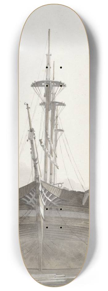 Hendrik Abraham Klinkhamer - Zeilschip van voren gezien in een houthaven 8.25 inch art skate deck