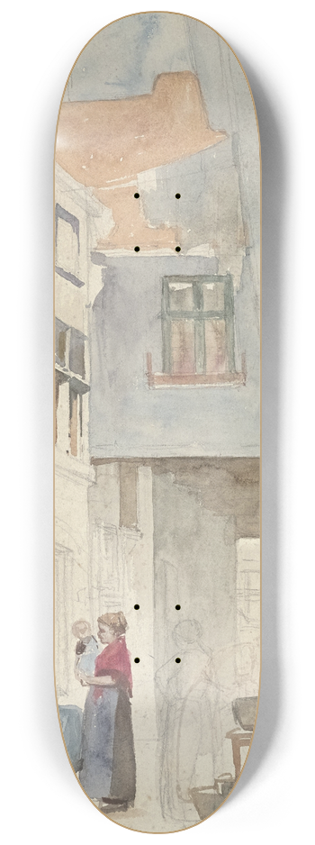 Hendrik Adriaan Christiaan Dekker - Vrouwen met een kind in een steeg 8.25 inch art skate deck