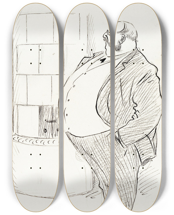 Triptych art skateboard deck of Albert Engstrm Pelle From Smland by Albert Engstrom (1869-1940)