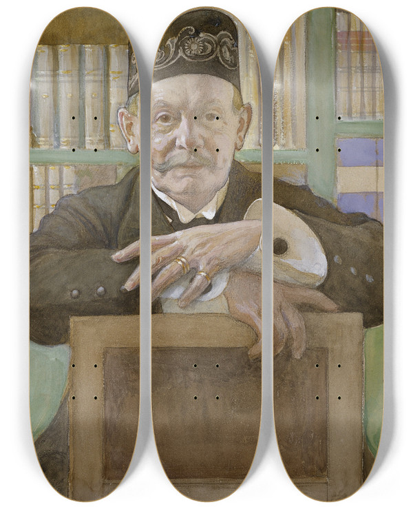 Triptych art skateboard deck of Carl Larsson Ludvig Loostrm by Carl Larsson (1853-1919)