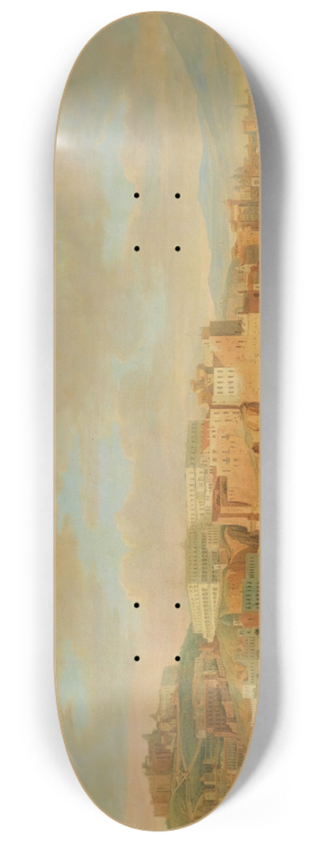 Hendrik Frans Van Lint - Naples, A View Of Santa Lucia And The Castel Dellovo 8.25 inch art skate deck