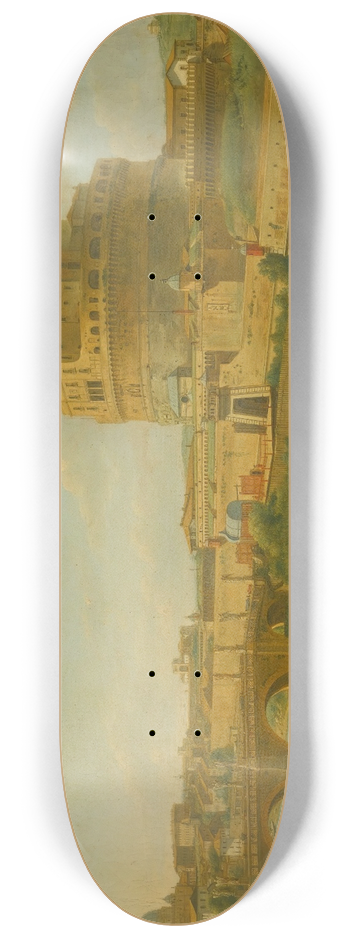 Hendrik Frans Van Lint - Rome, A View Of The Tiber With The Castel Sant Angelo And Ponte Santangelo, Saint Peters Basilica Beyond 8.25 inch art skate deck