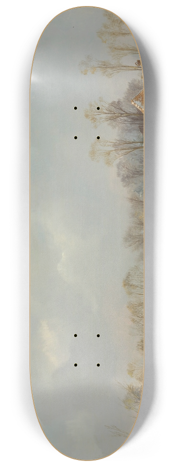 Hendrik Gerrit ten Cate - A landscape with figures on a frozen river 8.25 inch art skate deck