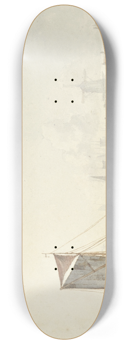 Hendrik Gerrit ten Cate - Schepen op een rivier, bij de oever 8.25 inch art skate deck