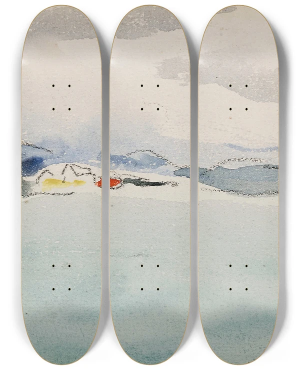 Triptych art skateboard deck of Albert Marquet Molde by Albert Marquet (1875-1947)