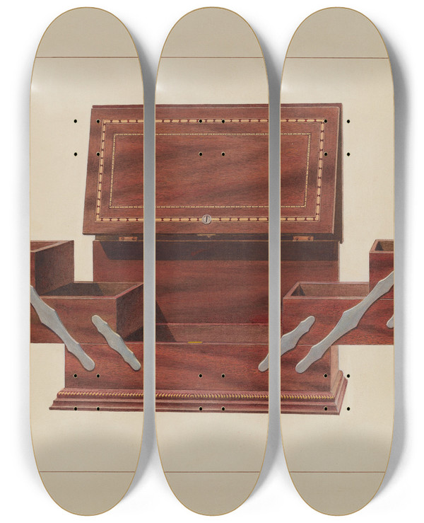 Triptych art skateboard deck of John B Moll Humidor by John B Moll
