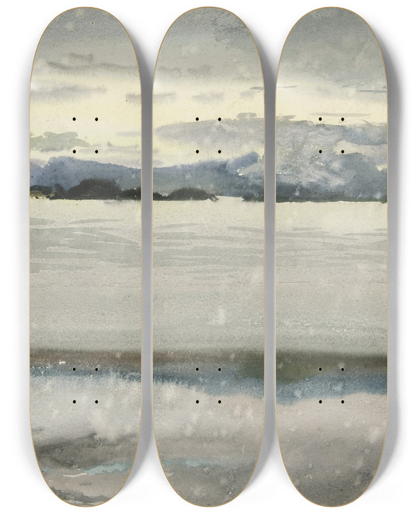 Triptych art skateboard deck of Edwin Austin Abbey Lochlinnhe by Edwin Austin Abbey (1852-1911)
