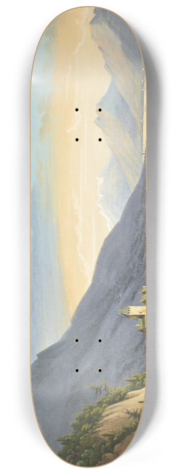 Hendrikus Johannes Knip - A view of Lake Geneva, with figures at a vineyard in the foreground, the Chteau de Chillon beyond 8.25 inch art skate deck