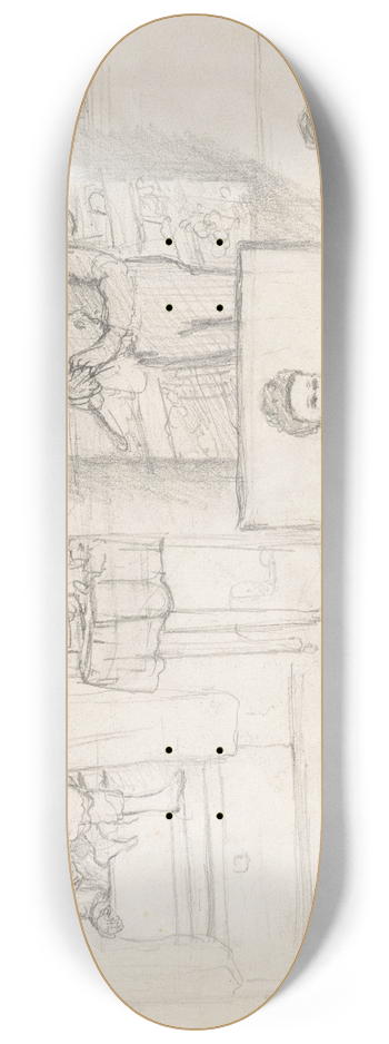 Hendrik Valkenburg - Schetsen van kinderen op Sinterklaas-ochtend; jongen en meisje met een mand 8.25 inch art skate deck