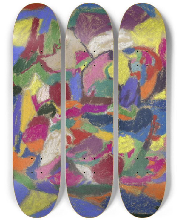 Triptych art skateboard deck of Adolf Hlzel Abstrakte Komposition Querformat by Adolf Holzel (1853-1934)