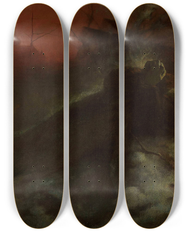 Triptych art skateboard deck of Witold Pruszkowski Uniate Woman by Witold Pruszkowski (1846-1896)