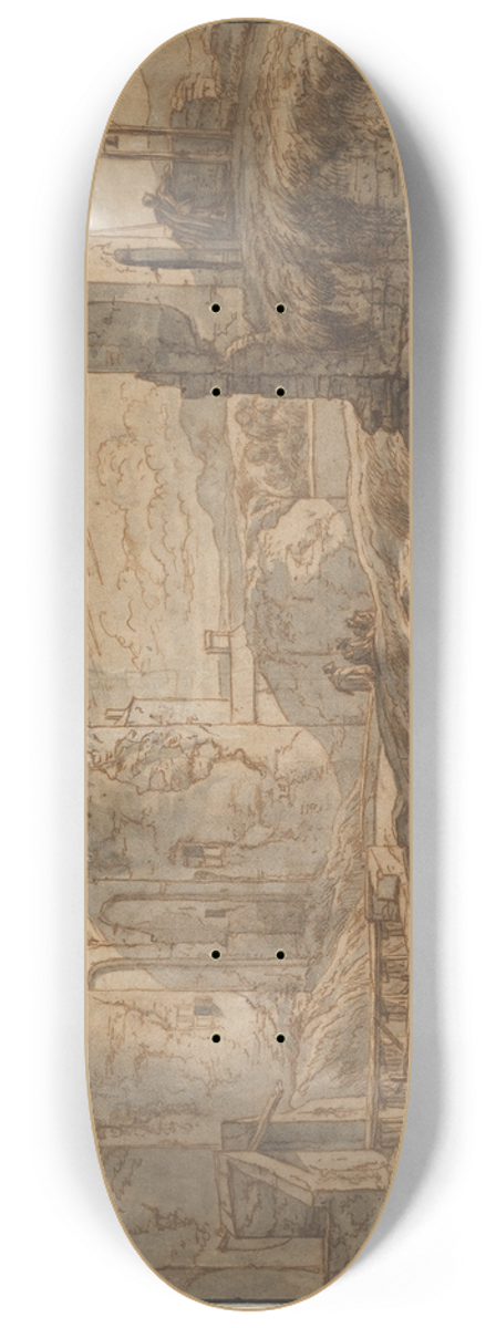 Hendrik van Minderhout - The Gate of Bruges at Sluis 8.25 inch art skate deck
