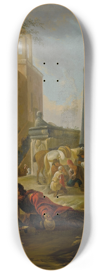 Hendrik Verschuring - A musical party at the Church of S. Trinit dei Monti, Rome 8.25 inch art skate deck