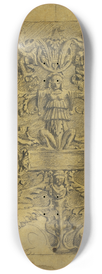 Alfred George Stevens - Decorative Design with Putti and Griffins 8.25 inch art skate deck