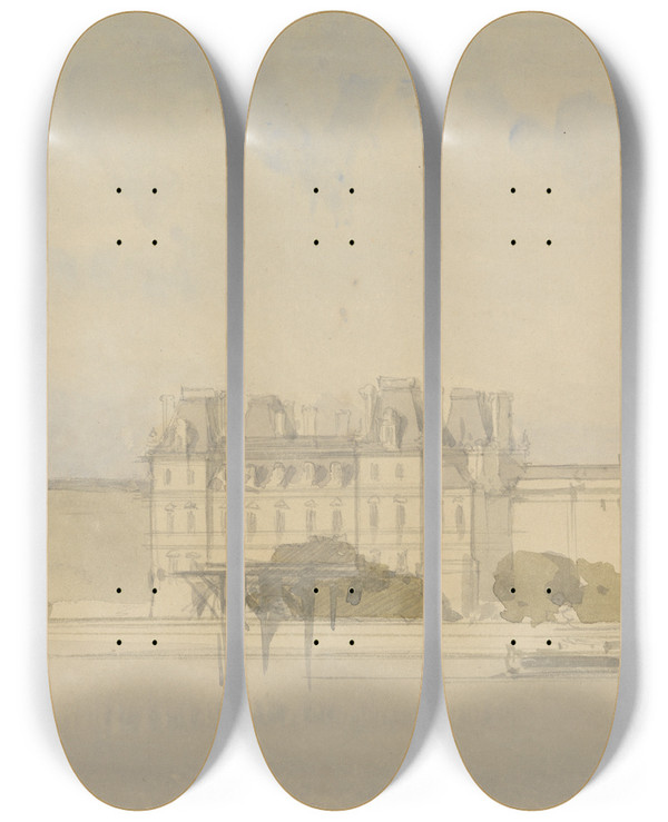 Triptych art skateboard deck of David Roberts Montague House Whitehall by David Roberts (1796-1864)