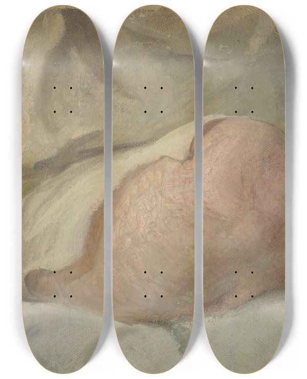 Triptych art skateboard deck of Richard Bergh Study For Gustaf Frdings Knee by Richard Bergh (1858-1919)