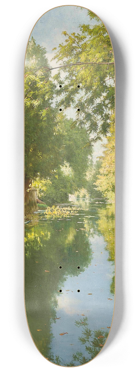 Henri Biva - Punts moored on still waters 8.25 inch art skate deck