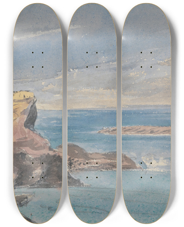 Triptych art skateboard deck of Barbara Bodichon Sketchbook_13 by Barbara Bodichon (1827-1891)