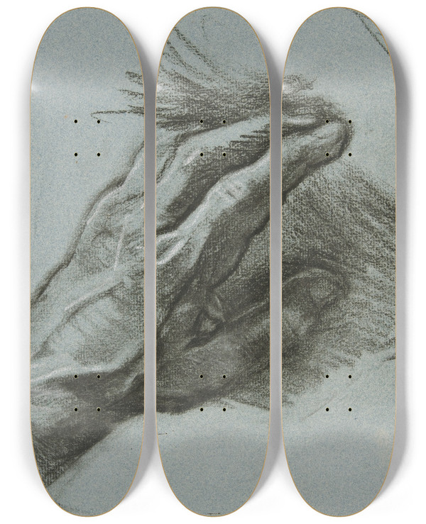 Triptych art skateboard deck of Edwin Austin Abbey Sketch Of Ahand_2 by Edwin Austin Abbey (1852-1911)