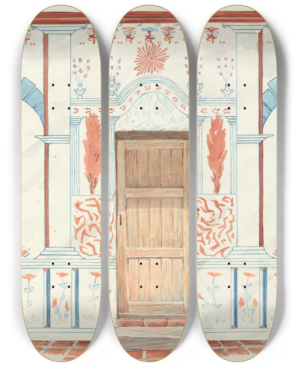 Triptych art skateboard deck of Robert Wr Taylor Restoration Drawing_3 by Robert W R Taylor (20-)