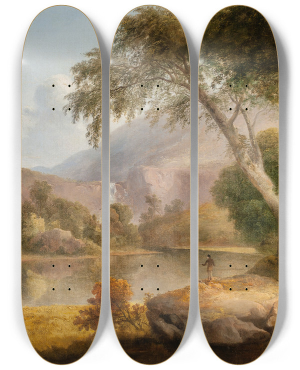 Triptych art skateboard deck of Thomas Doughty White Mountains New Hampshire by Thomas Doughty (1793-1856)