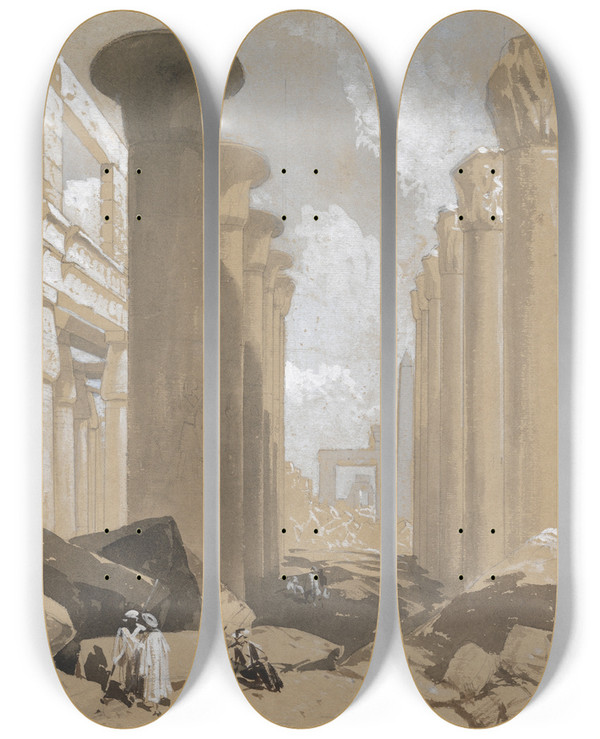 Triptych art skateboard deck of William James Mller Karnak_2 by William James Muller (1812-1845)