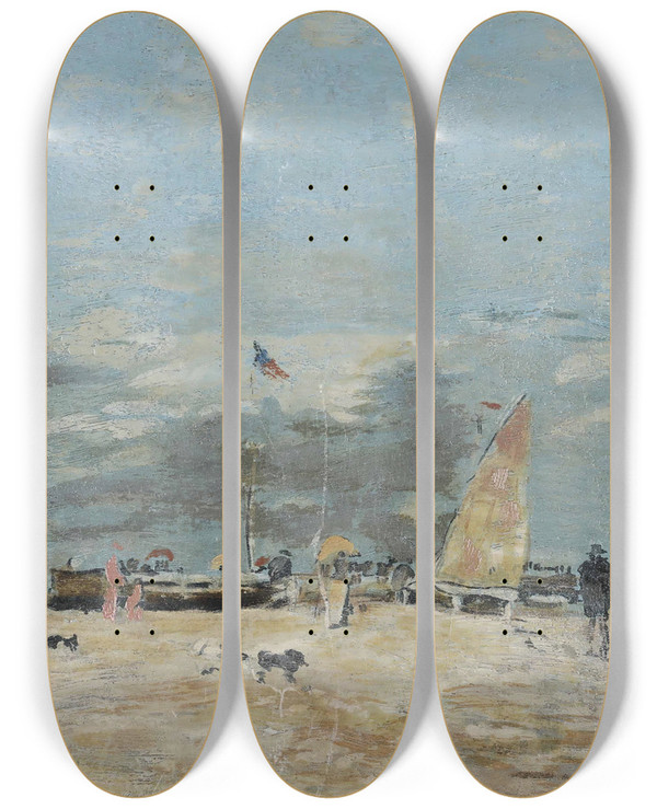 Triptych art skateboard deck of Eugne Boudin Landscape by Eugene Boudin (1824-1898)