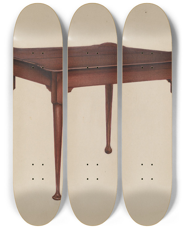 Triptych art skateboard deck of Arsen Maralian Card Table_2 by Arsen Maralian