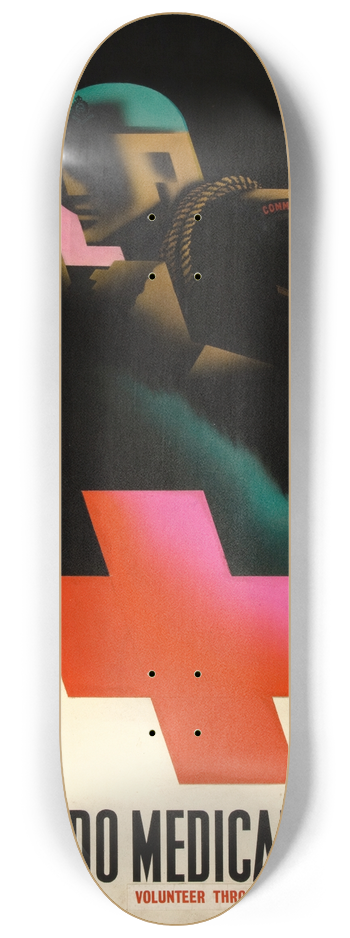 Abram Games - Commando Medical Service. Volunteer through your commanding officer 8.25 inch art skate deck